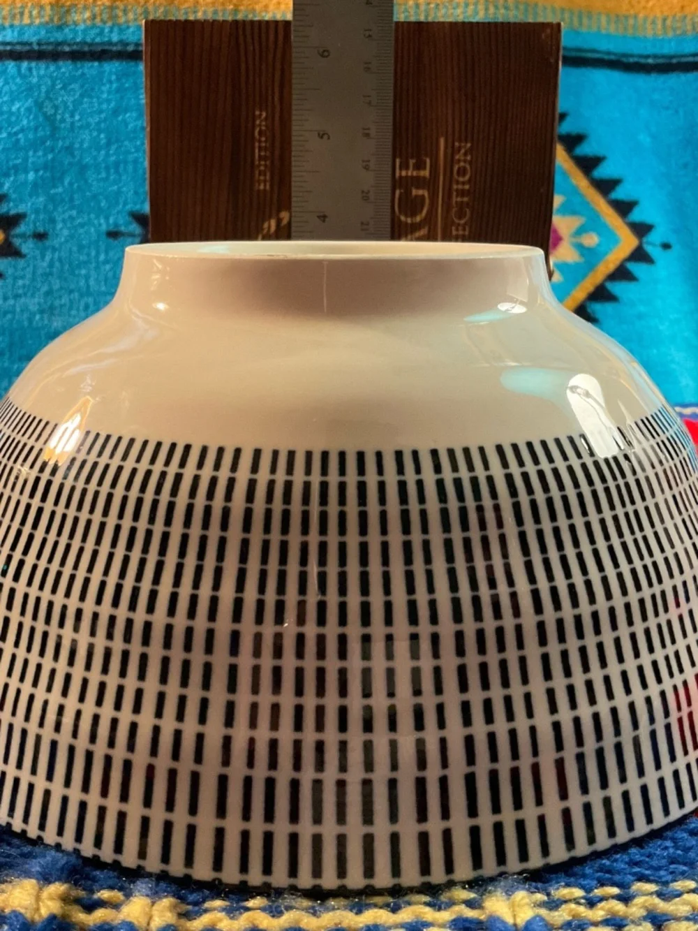 Large Japanese pedestal bowl- Blue and White Mesmerizing Geometric Pattern